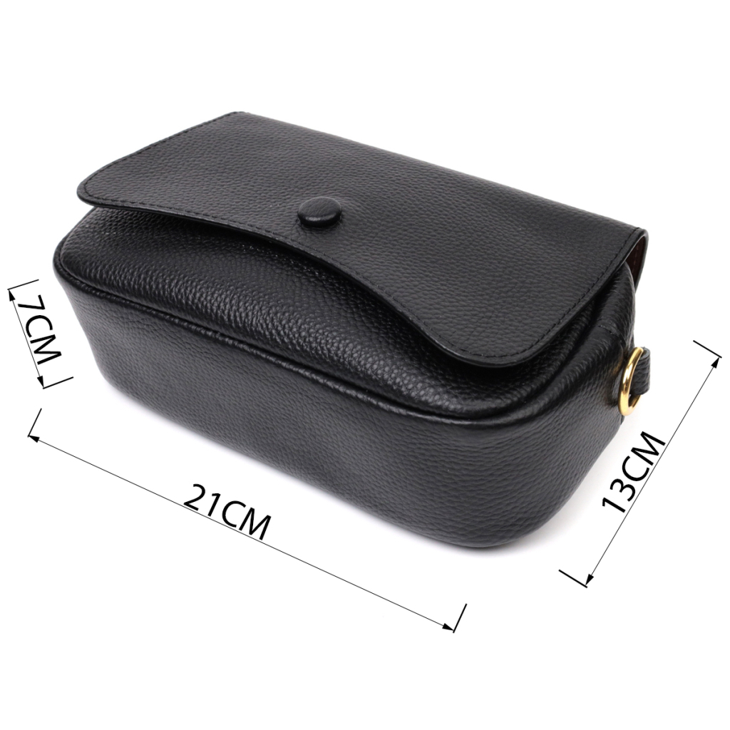 Сумка Vintage Вечірня Жіноча з фігурним клапаном із натуральної шкіри Чорна (22429) - зображення 3