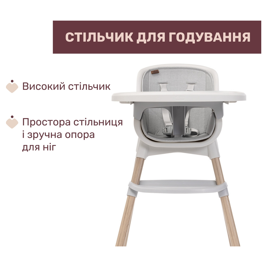 Стілець для годування Chicco Polly Zest Plus світло-сірий (87152.80) - зображення 2