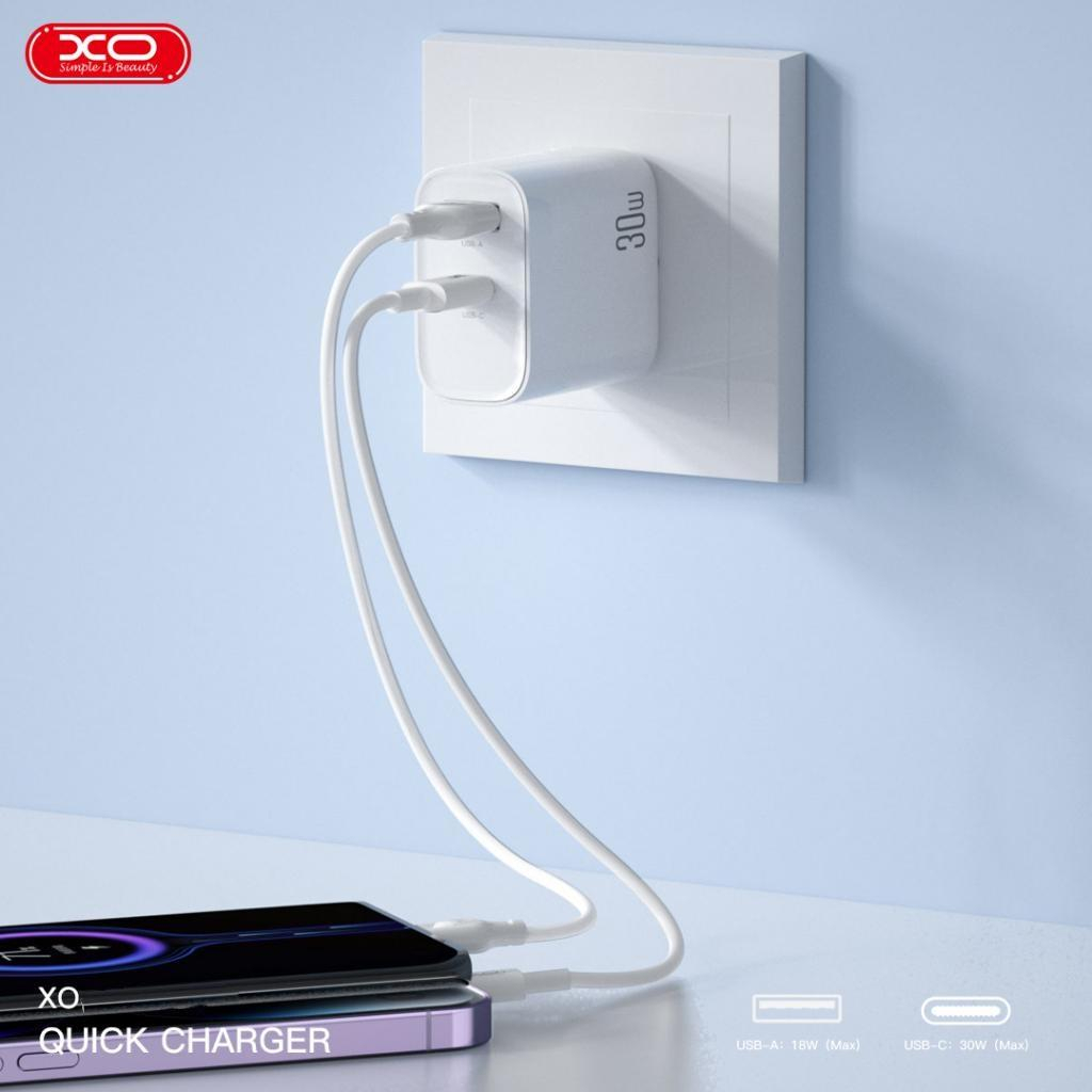Зарядний пристрій XO 1xUSB-C PD30W + 1xUSB QC3.0 (XO-QC16) - зображення 2