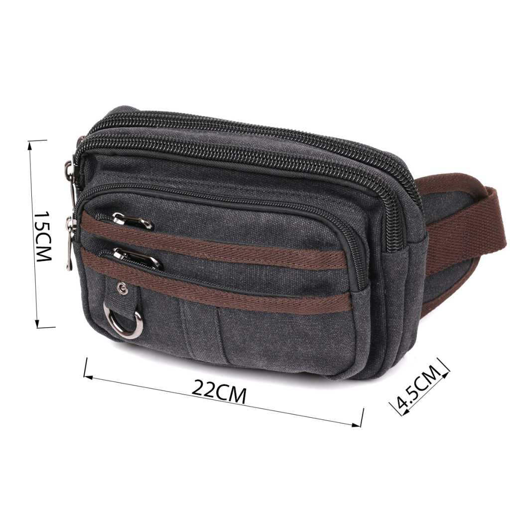 Сумка Vintage Бананка текстильна на пояс Чорна (20159) - зображення 3