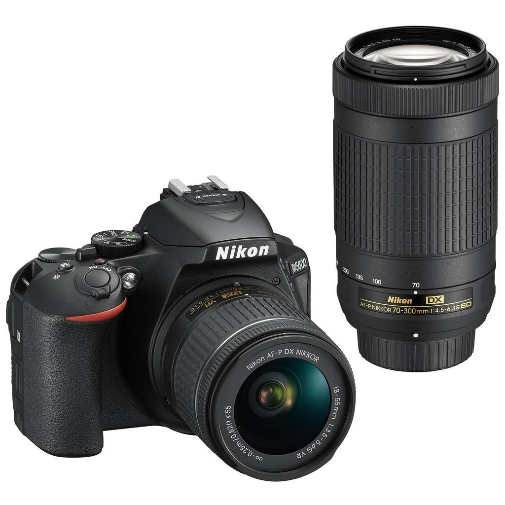 Цифровий фотоапарат Nikon D5600 AF-P 18-55 VR + AF-P 70-300 VR Kit (VBA500K004) - зображення 1