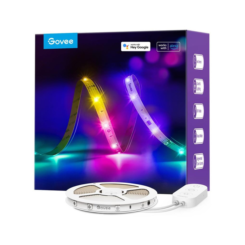 Світлодіодна стрічка Govee RGBIC Basic Wi-Fi + Bluetooth LED Strip Light 10м Білий (H618C3D1) - изображение 1