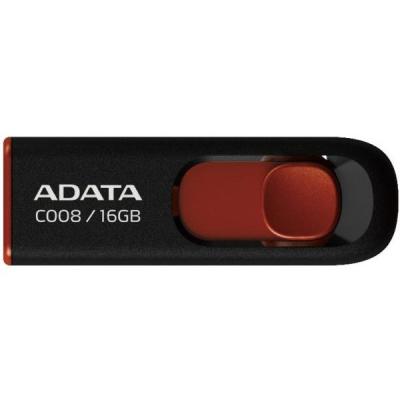 USB флеш накопичувач ADATA 16Gb C008 Black/Red USB 2.0 (AC008-16G-RKD) - зображення 1