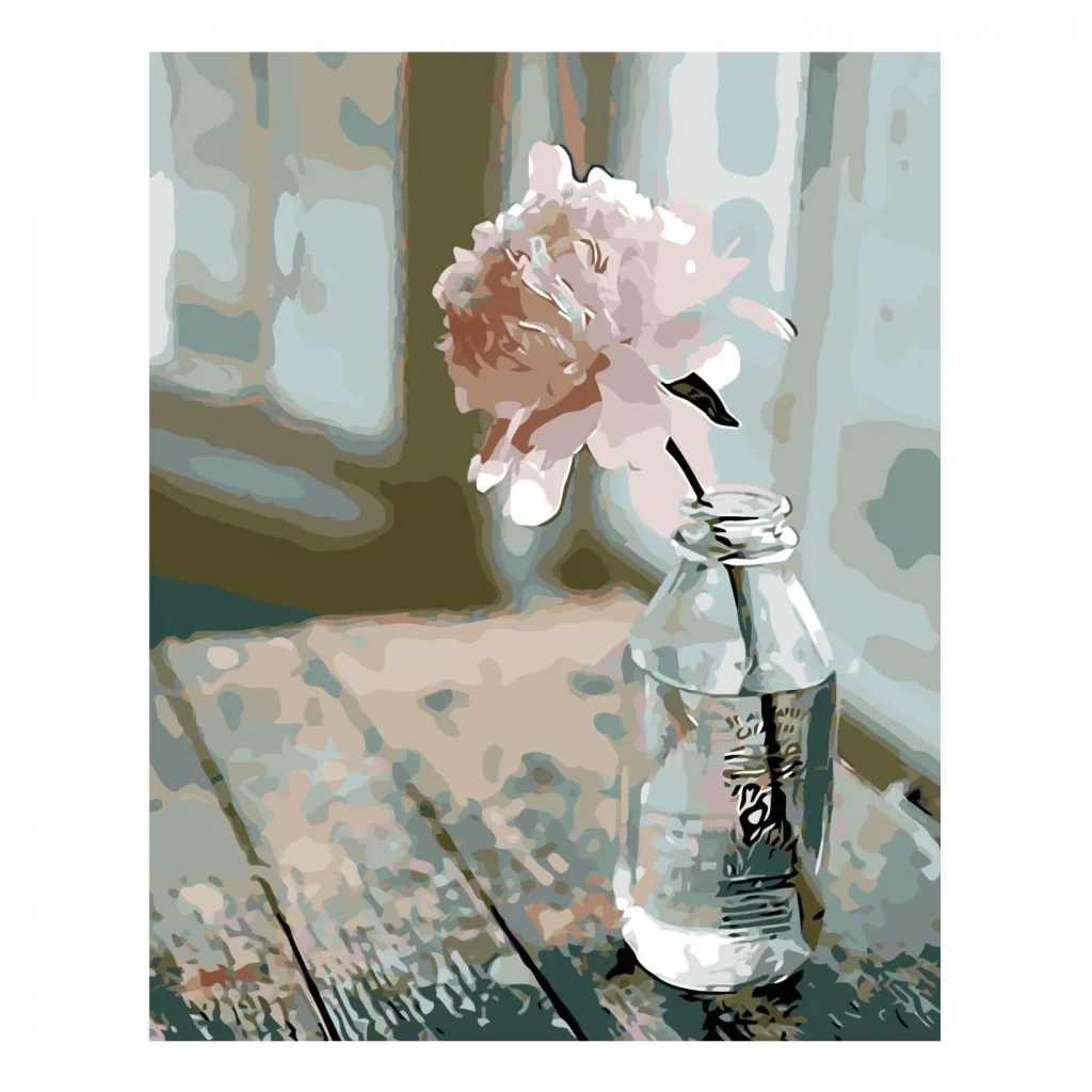 Картина по номерам Strateg Ніжна рожева півонія 40х50 см (VA-2106) - зображення 1