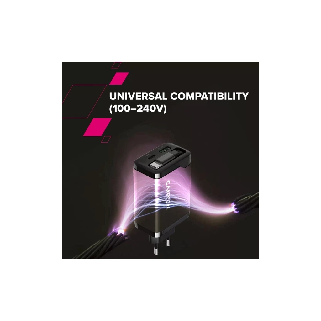 Зарядний пристрій Canyon 1xUSB-C PD65W + 1xUSB QC3.0 + cable USB-C to USB-C white (CNS-CURC65ACW) - изображение 11