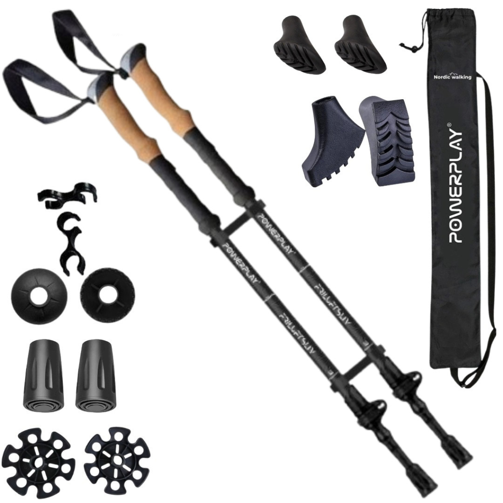 Трекінгові палиці PowerPlay 9110 Friluftsliv Black/White 80-135 см (PP_9110_Friluftsliv) - зображення 1