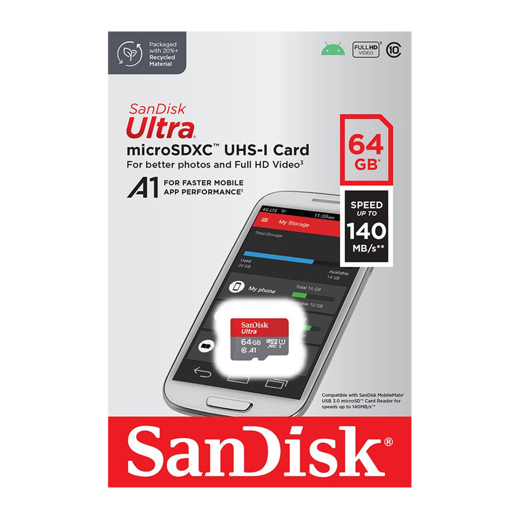 Карта пам'яті SanDisk 64GB microSDXC class 10 UHS-I A1 (SDSQUAB-064G-GN6MN) - зображення 2