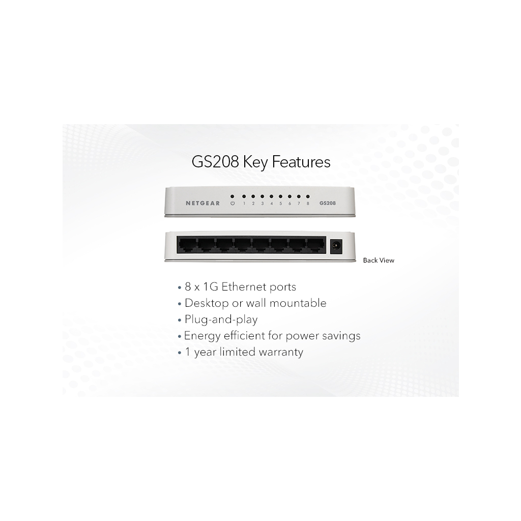 Комутатор мережевий Netgear GS208-100PES - зображення 4