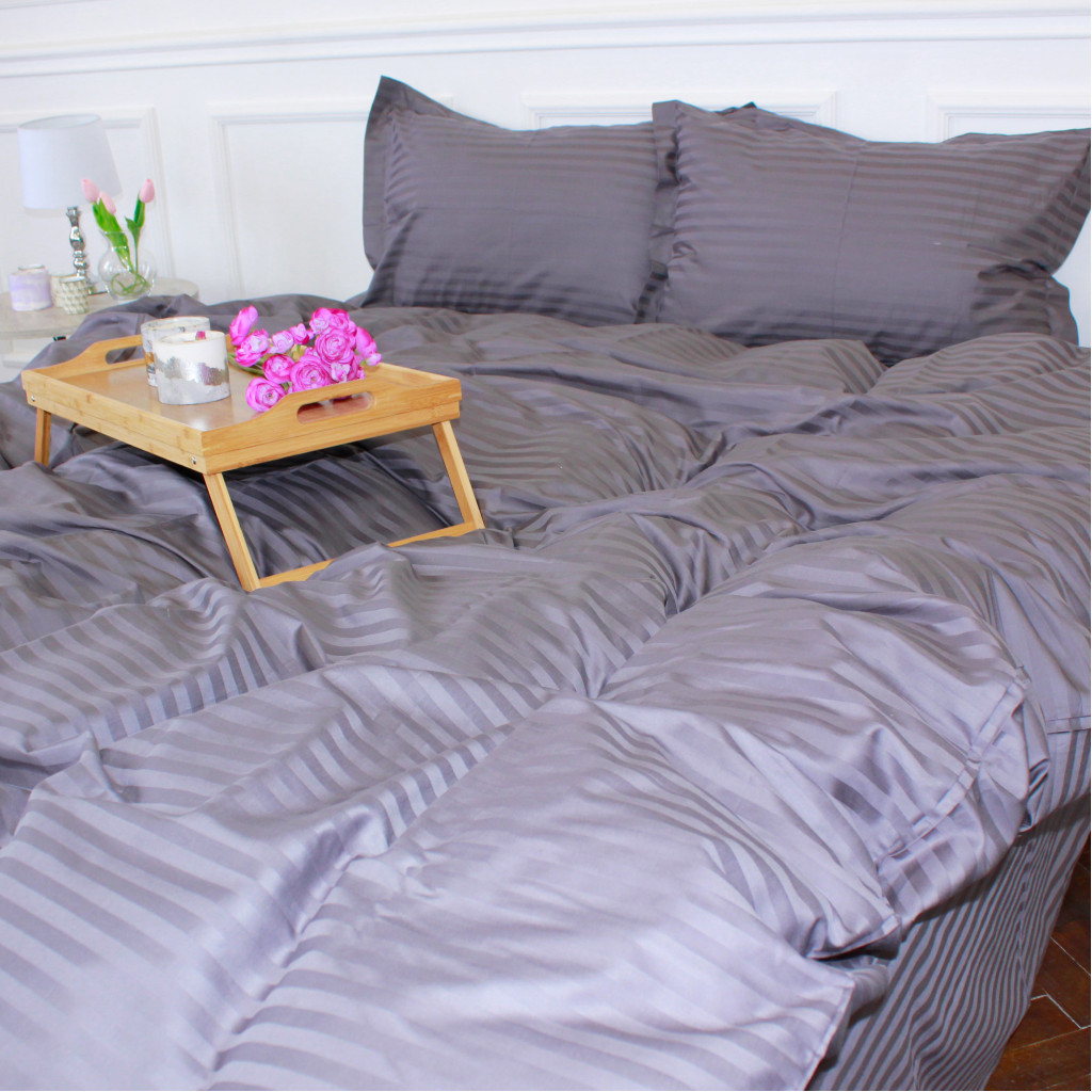 Постільна білизна MirSon Satin Stripe 30-0011 Gray 160х220 Сімейна (2200005251591) - зображення 3