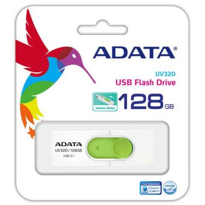USB флеш накопичувач ADATA 128GB UV320 White/Green USB 3.1 (AUV320-128G-RWHGN) - зображення 4