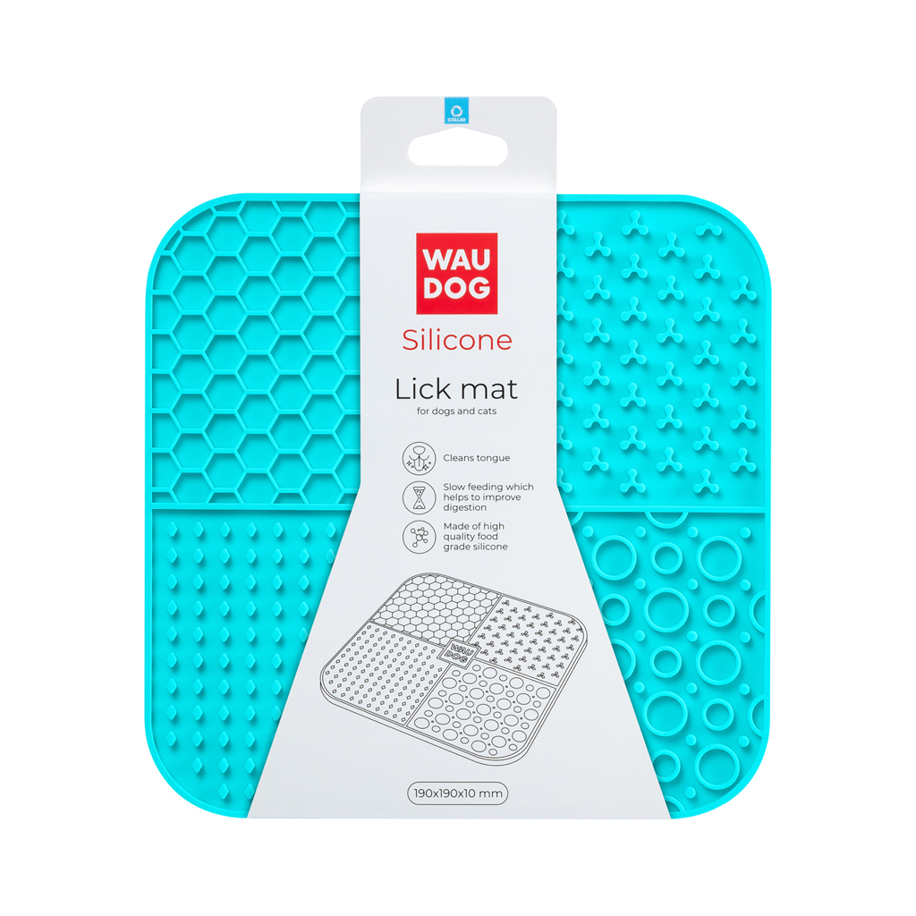 Універсальний посуд для тварин WAUDOG Silicone Килимок для злизування 19х19х1 см блакитний (23522) - изображение 2