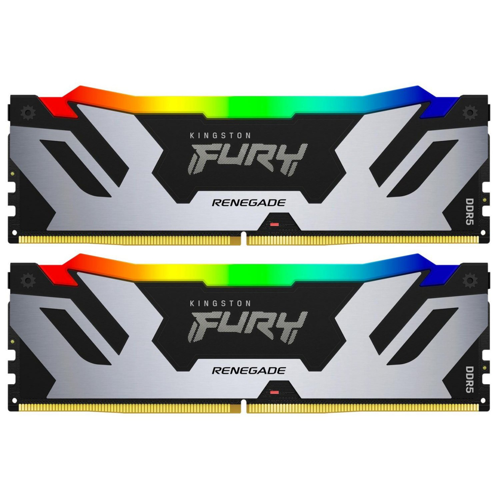 Модуль пам'яті для комп'ютера DDR5 32GB (2x16GB) 6400 MHz Renegade Silver RGB Kingston Fury (ex.HyperX) (KF564C32RSAK2-32) - зображення 1
