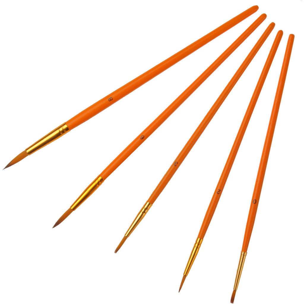 Пензлик для малювання Maxi набір 5 шт синтетичний ворс, круглі (№ 0, 2, 3, 6, 8) коротка ручка (MX60875) - зображення 2