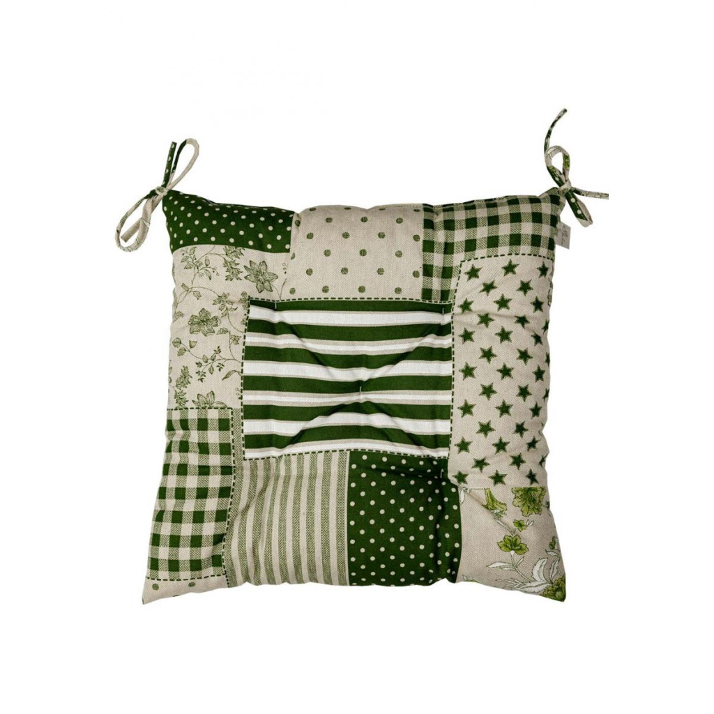 Подушка на стілець Прованс Печворк зелений Господиня 40х40 см (4823093451193) - зображення 1