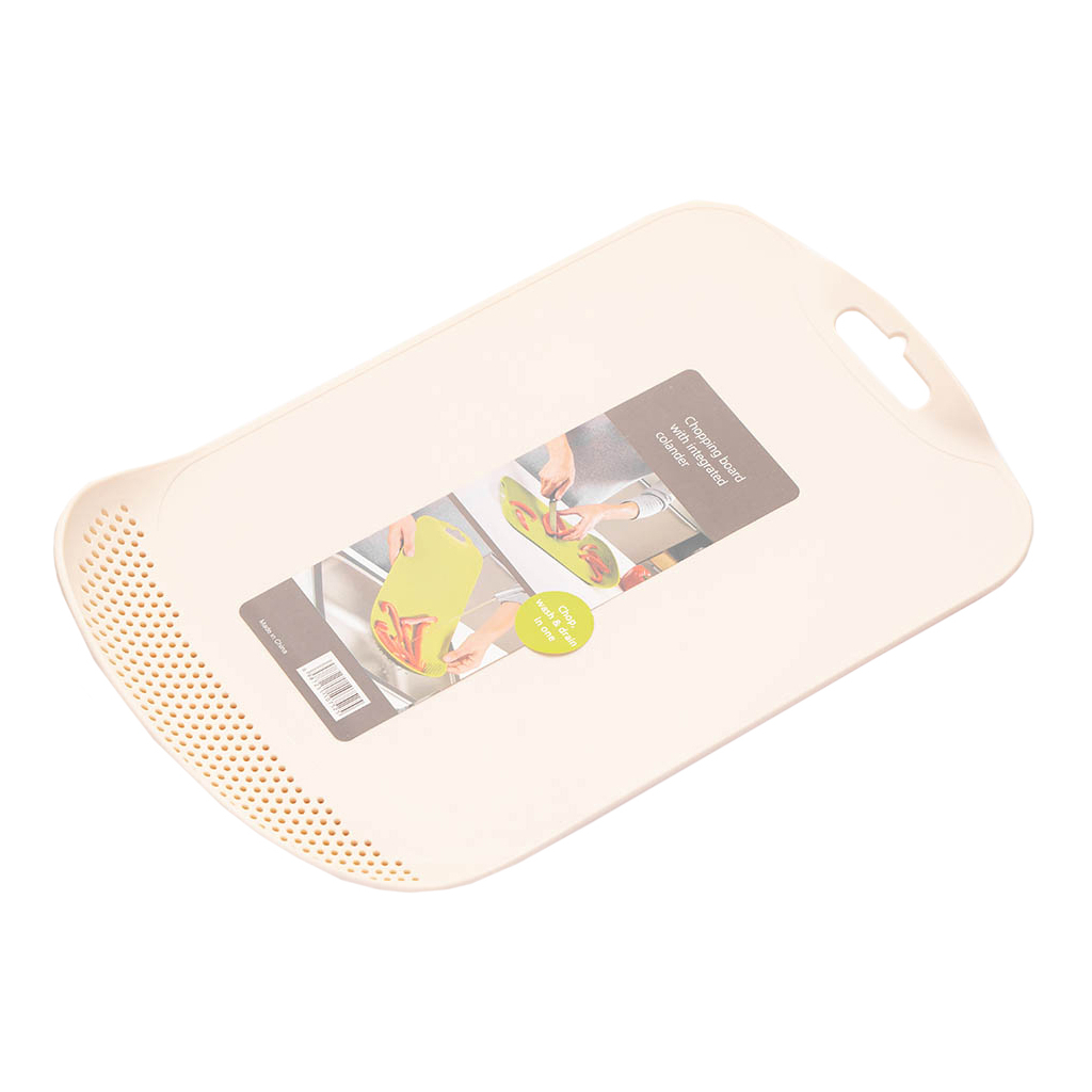 Дошка для нарізання Stenson зі зливом 38.5 х 24 х 0.4 см Бежева (R28934 beige) - зображення 1