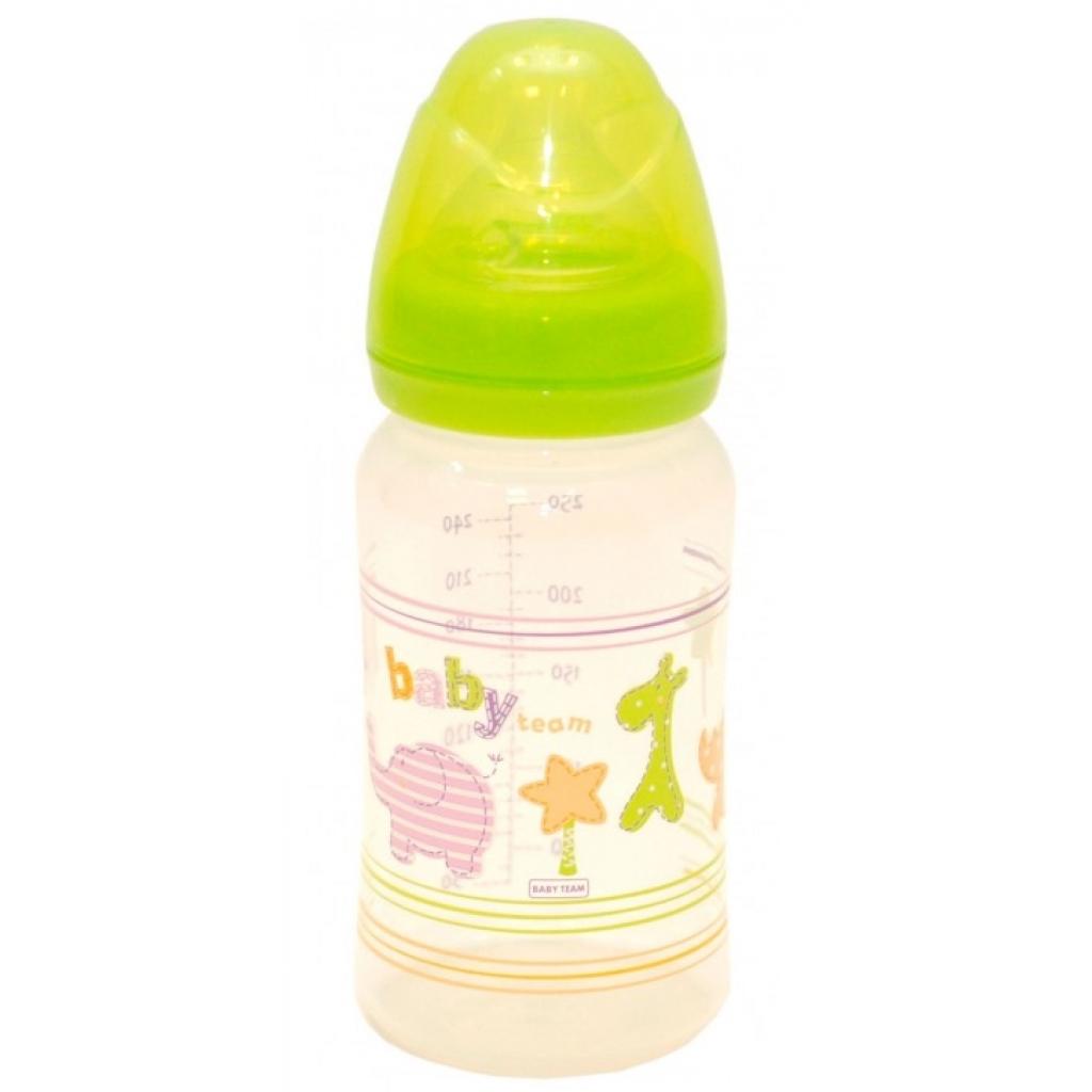 Пляшечка для годування Baby Team з широким горлом 6+, 250 мл (1002_желтый) - зображення 1