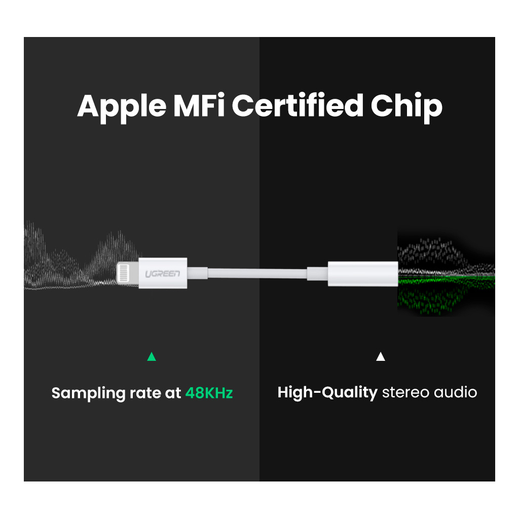Перехідник Lightning to 3.5 mm 0.1m Headphone Jack Adapter Model US212 white Ugreen (30759) - зображення 4