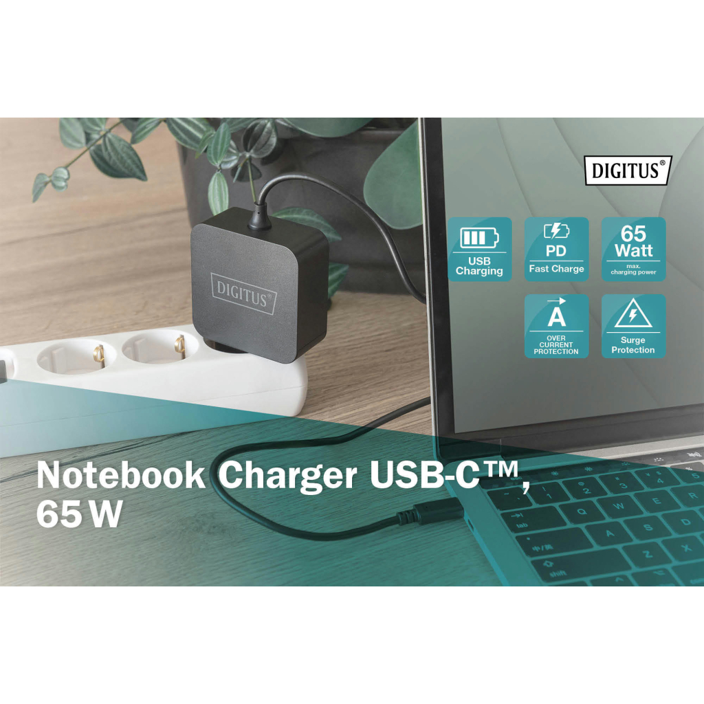 Блок живлення до ноутбуку Digitus 65W USB-C (DA-10071) - зображення 6