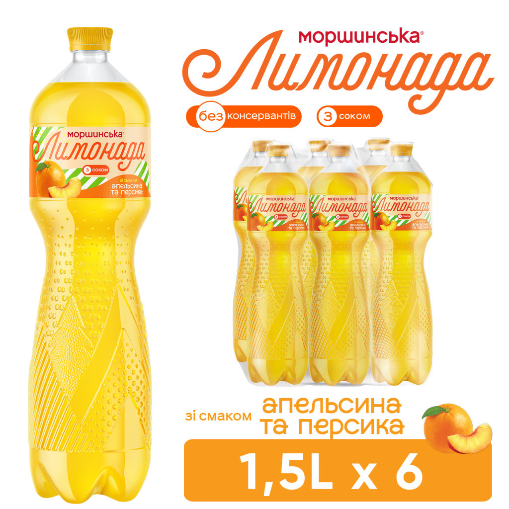 Напій Моршинська соковмісний Лимонада зі смаком Апельсин-Персик 1.5 л (4820017002769) - изображение 6