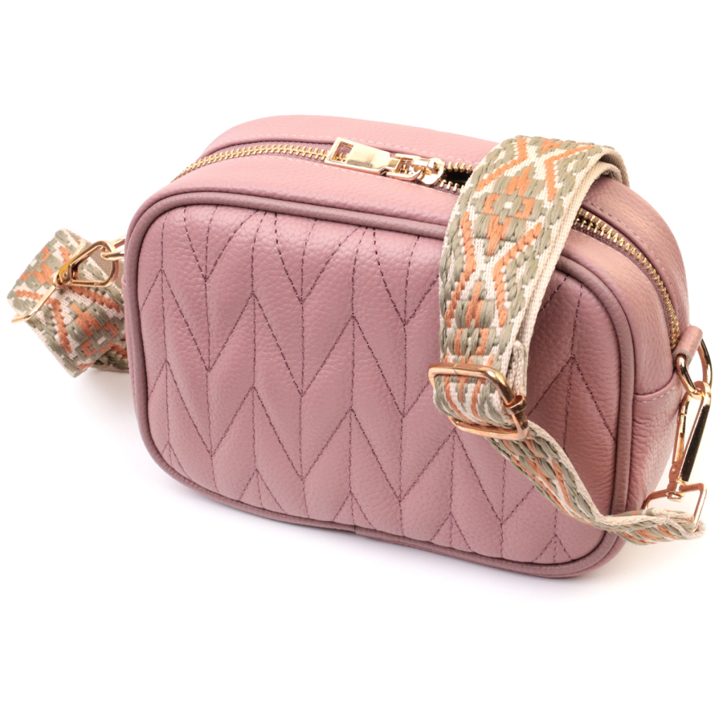 Сумка Vintage Стьобана жіноча з натуральної шкіри Рожева (22614) - зображення 1