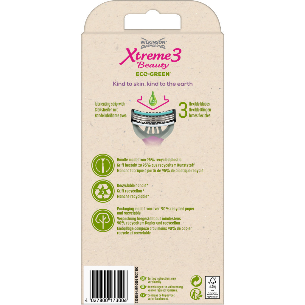 Бритва Wilkinson Sword Xtreme3 Beauty Eco Green 4 шт. (4027800173006) - зображення 2