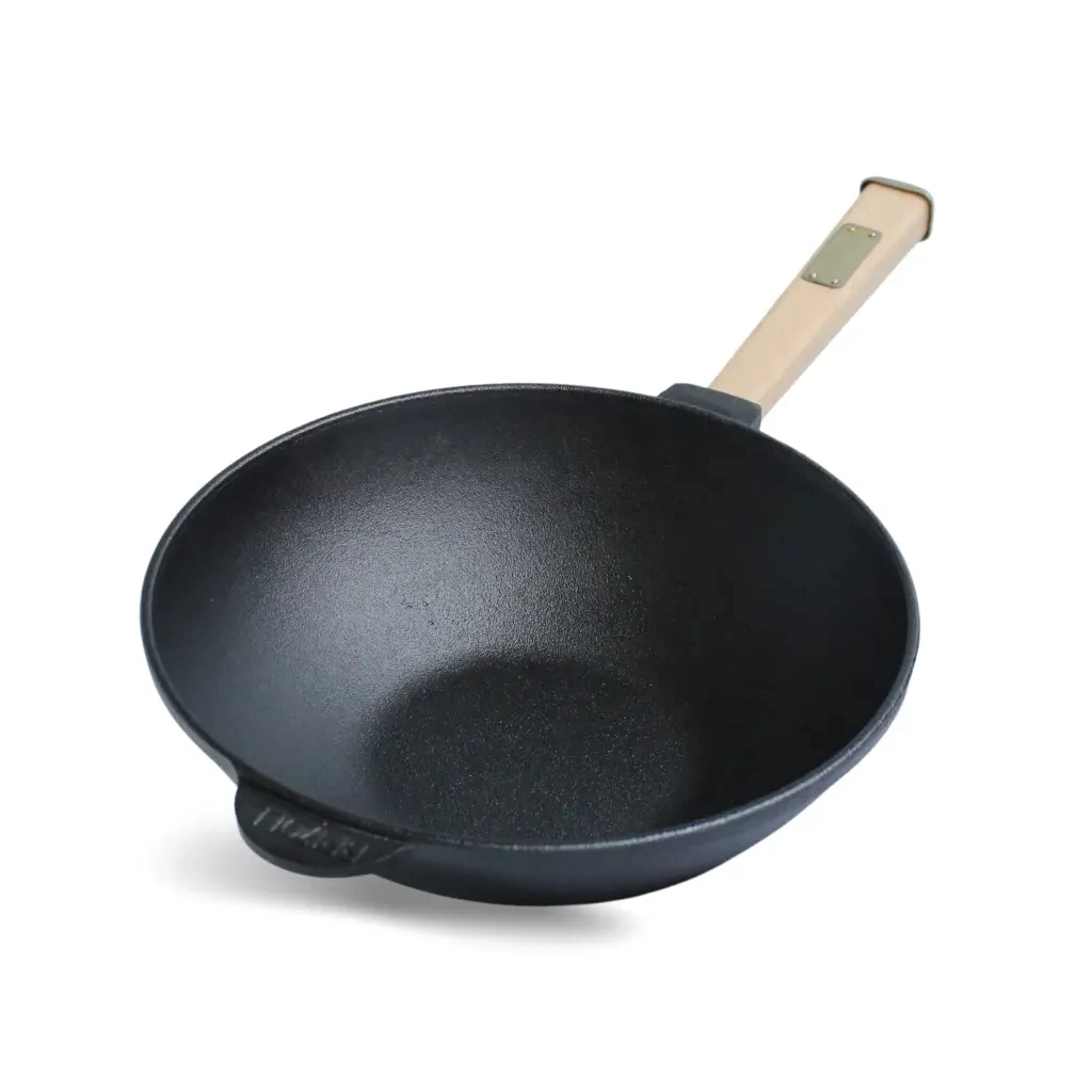 Сковорода Brizoll чавунна WOK з дерев'яною ручкою 2,2 л 240х70 мм (W24H) - зображення 1