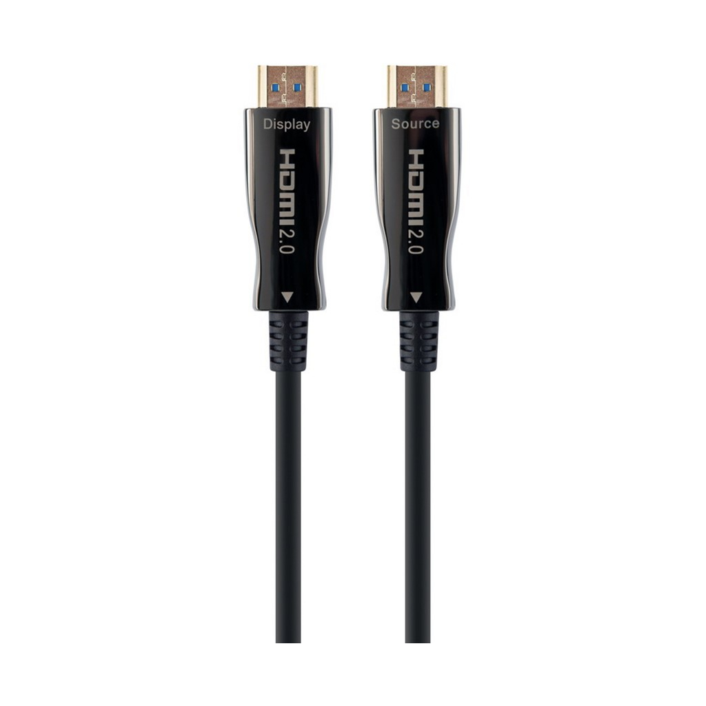 Кабель мультимедійний HDMI to HDMI 10.0m AOC V.2.0, 4K 60Hz Gold Cablexpert (CCBP-HDMI-AOC-10M-02) - зображення 1