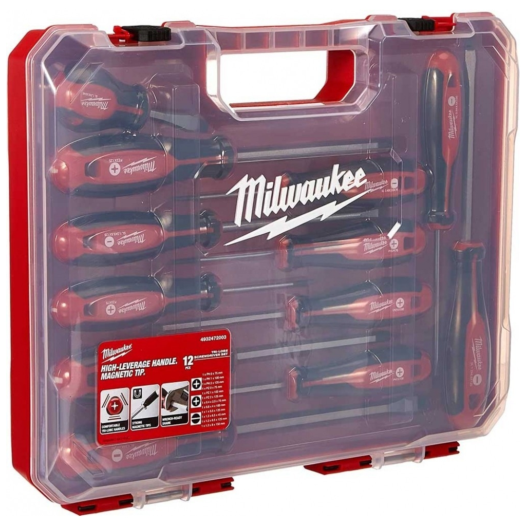 Набір викруток Milwaukee магнітних з тригранною рукояткою, в пластиковому кейсі 12шт. (4932472003) - зображення 4