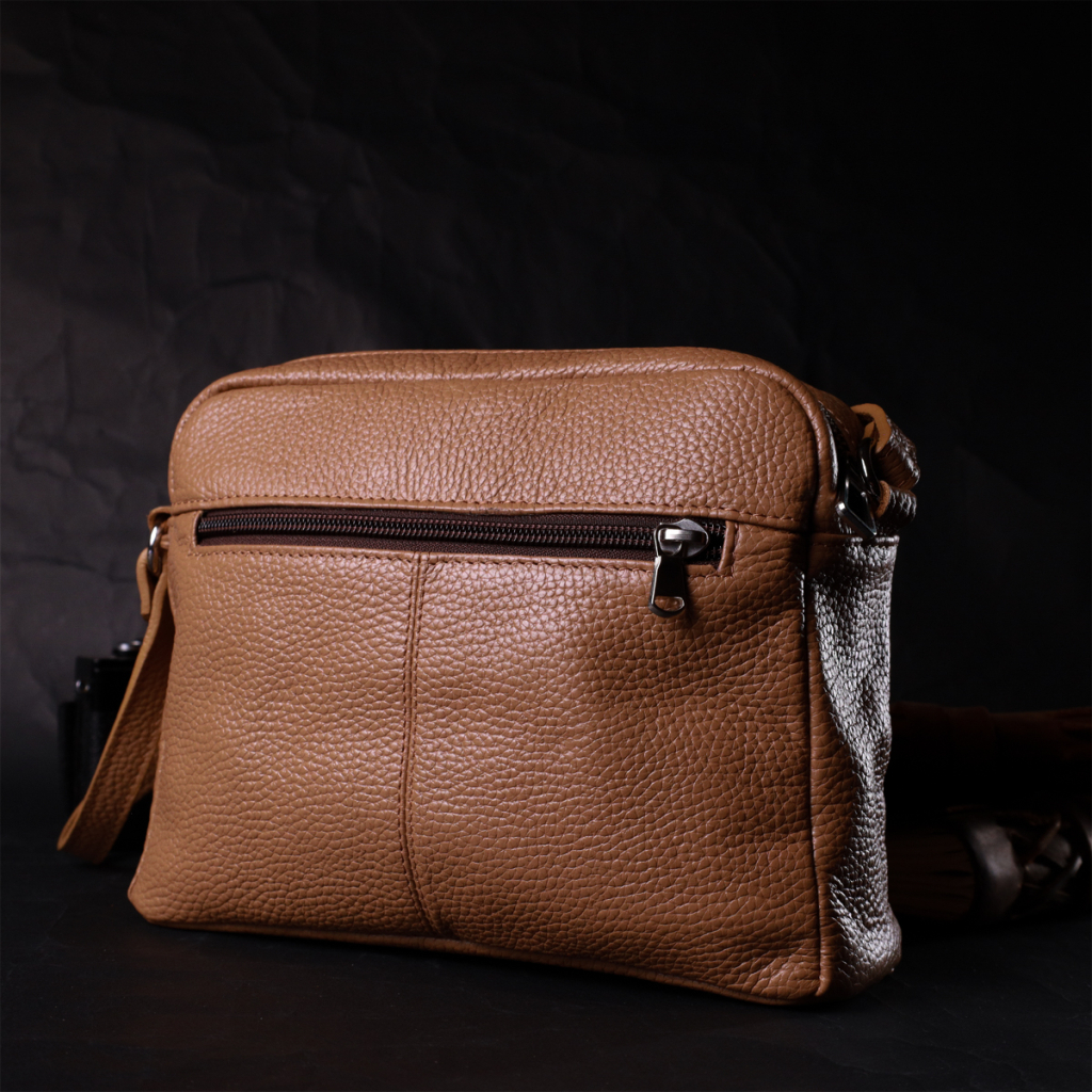 Сумка Grande Pelle Крос-боді з натуральної шкіри Бежева (11652) - зображення 9