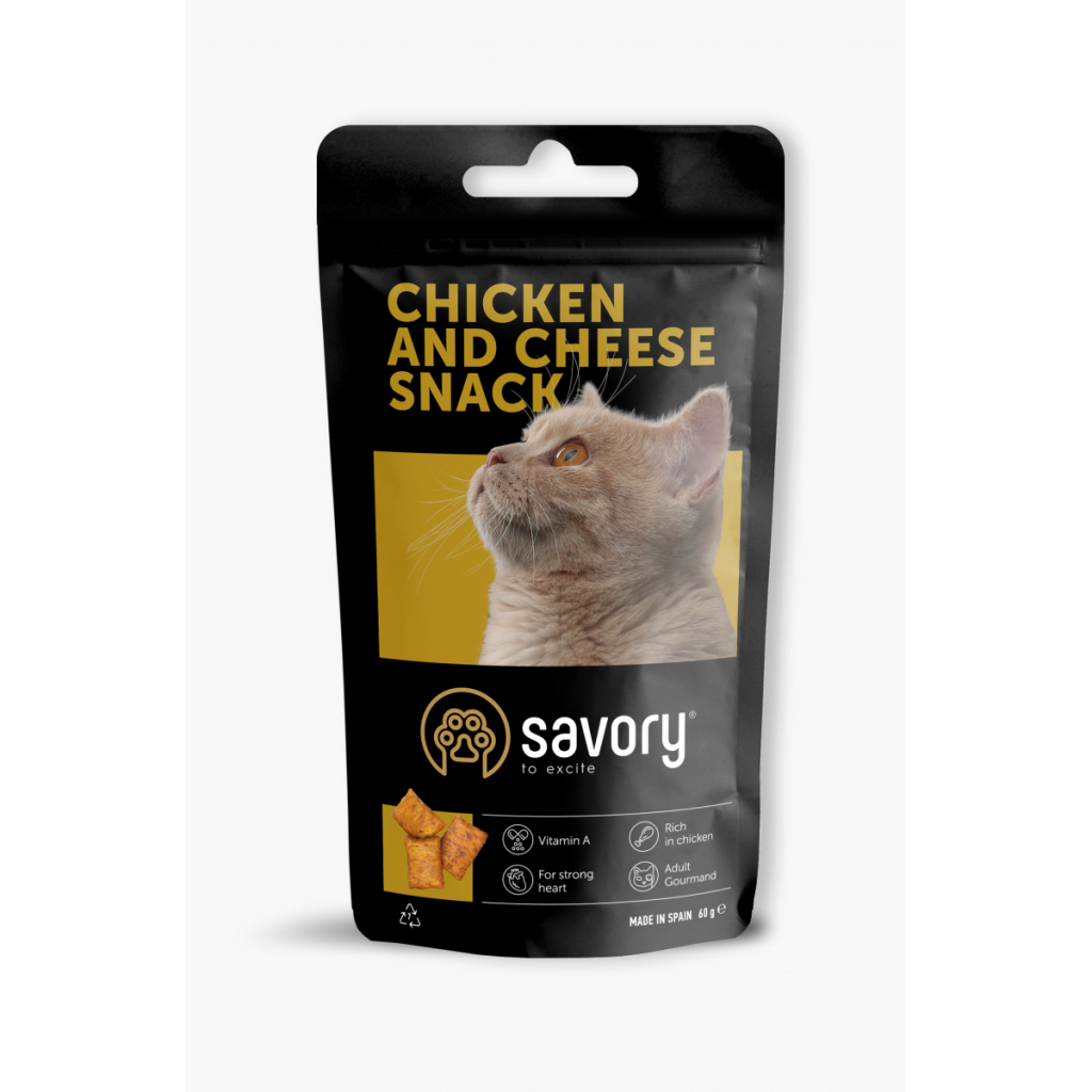 Ласощі для котів Savory Snack Chicken and Cheese 60 г (подушечки з куркою та сиром) (4820232631461) - изображение 1