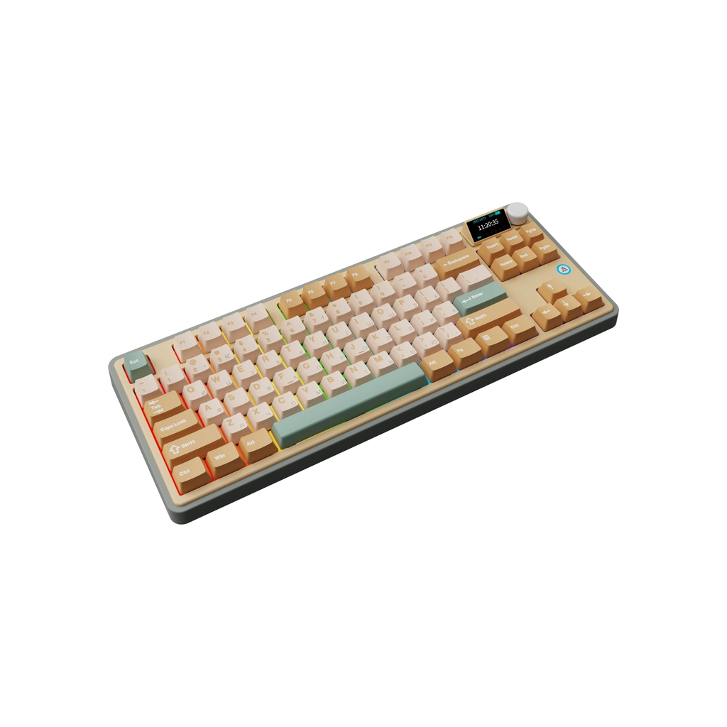 Клавіатура Ajazz AK870 Jasmine Switch Yellow RGB USB/Wireless/Bluetooth UA Brown (AK870-JS-YWG) - зображення 4