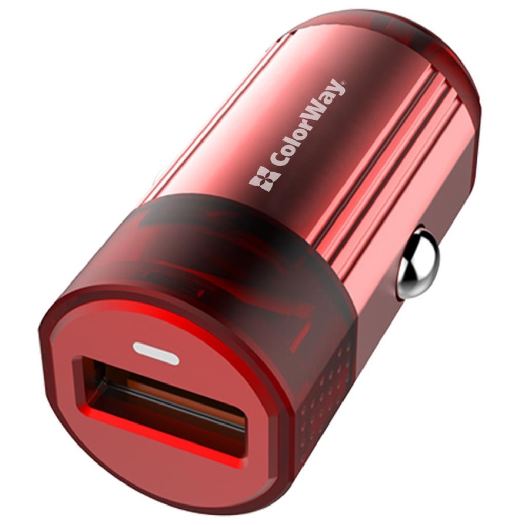 Зарядний пристрій ColorWay 1USB Quick Charge 3.0 (18W) red (CW-CHA012Q-RD) - зображення 4