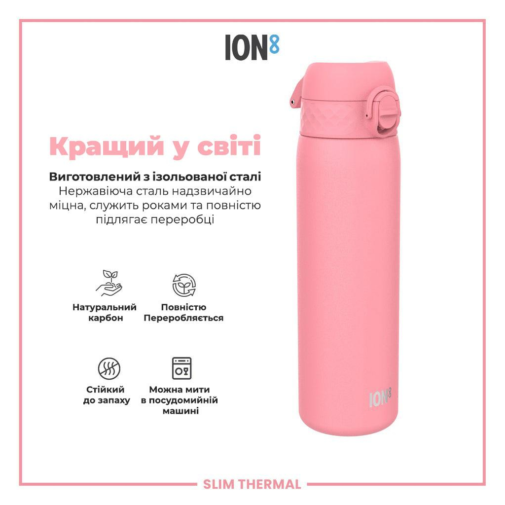 Пляшка для води ION8 OneTouch Vacuum Insulated 500 мл Rose Bloom (I8TS500ROSEB) - зображення 6