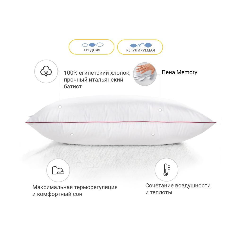 Подушка MirSon 1493 DeLuxe memory effekt Середня 50х50 см (2200003263619) - зображення 3