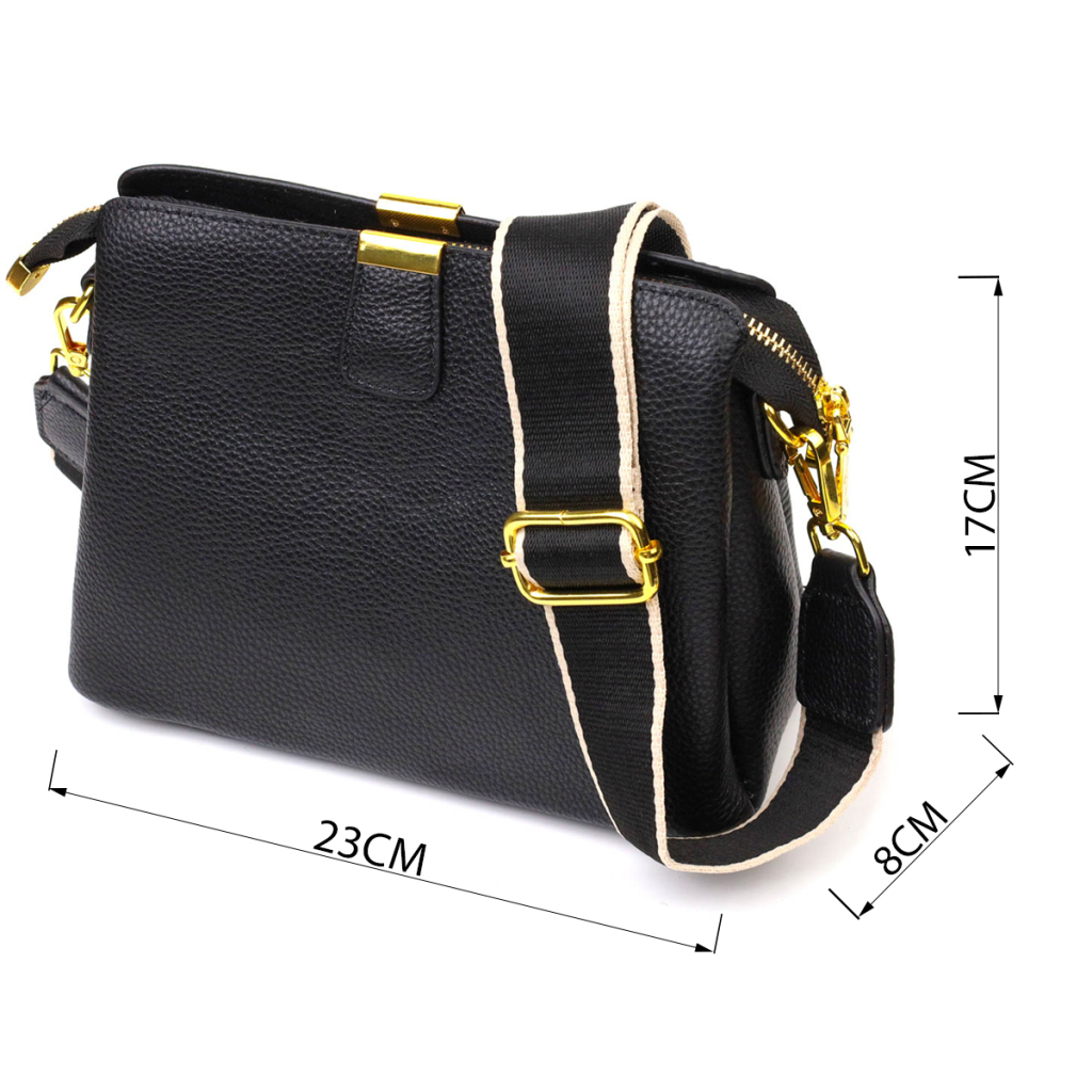 Сумка Vintage Жіноча на три відділення з натуральної шкіри Чорна (22107) - зображення 3