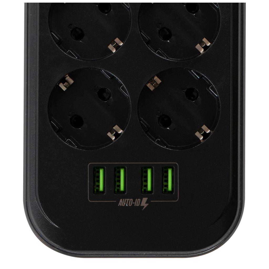 Мережевий фільтр живлення ColorWay CW-CHE64B, 6 розеток/4USB Black (CW-CHE64B) - зображення 7