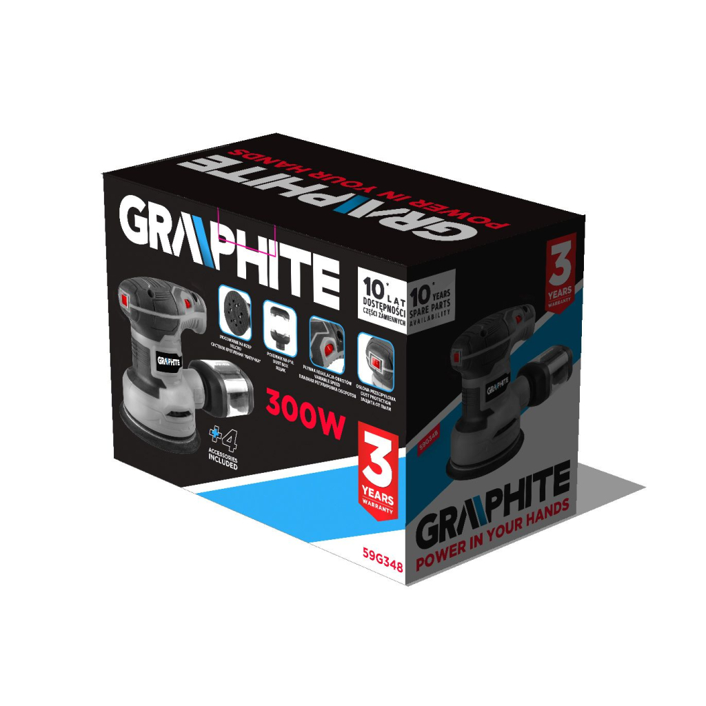Шліфувальна машина Graphite ексцентрикова 300W, 125мм, 7000-13000об/хв (59G348) - зображення 10