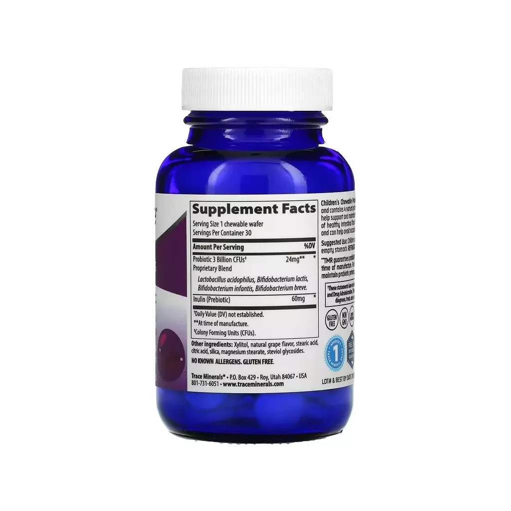 Пробіотики Trace Minerals Дитячий пробіотик, смак винограду, Children's Chewable Probiotic, 30 капсул (TMR-00327) - зображення 2