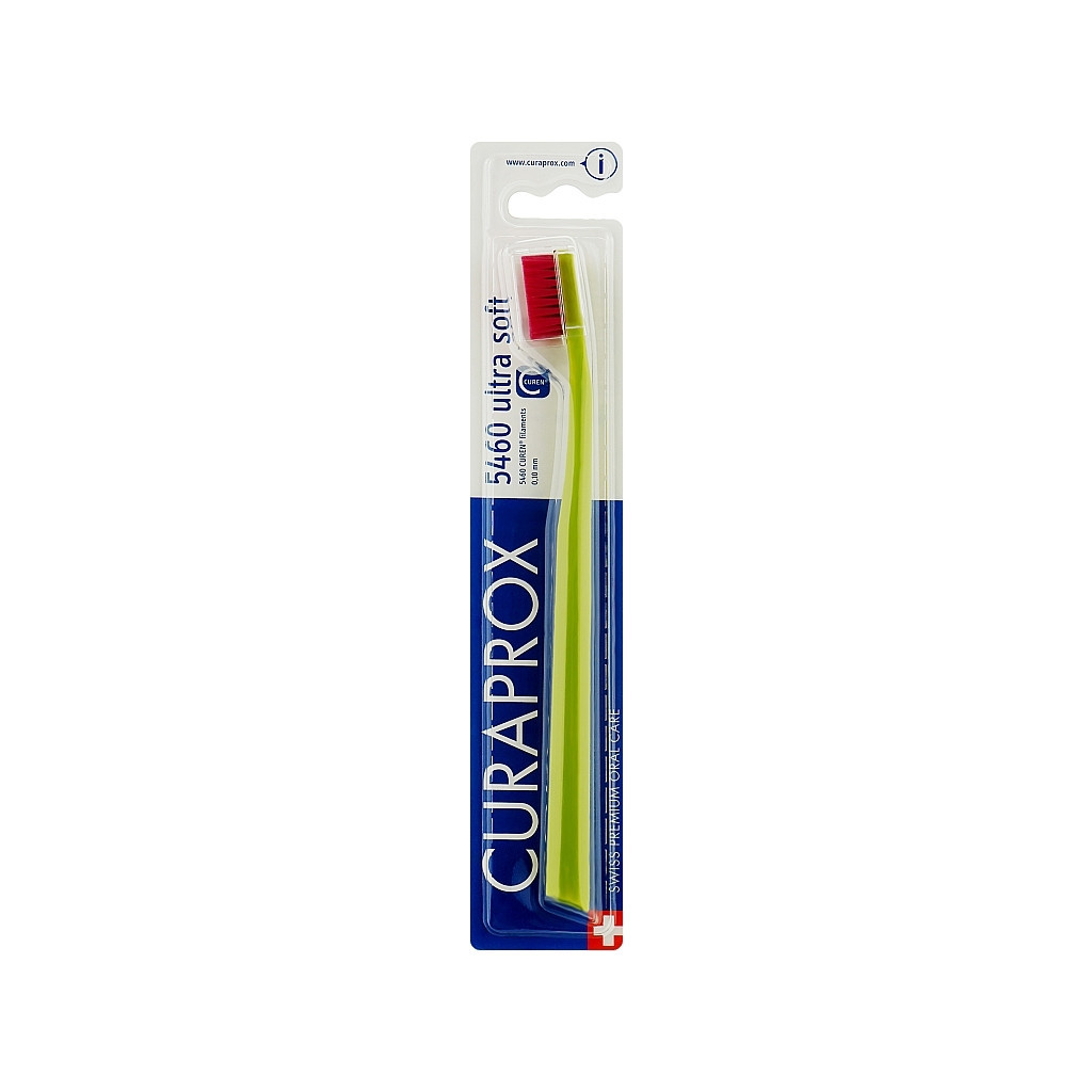 Зубна щітка Curaprox CS 5460 Ultra Soft Ультрам'яка D 0.10 мм Салатова з малиновою щетиною (CS 5460-31) - зображення 1