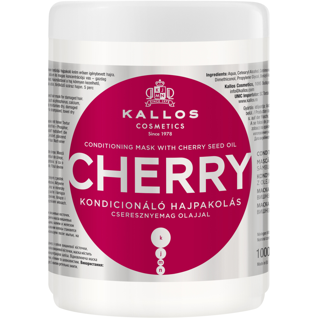 Маска для волосся Kallos Cosmetics Cherry з олією кісточок вишні 1000 мл (5998889511531) - зображення 1