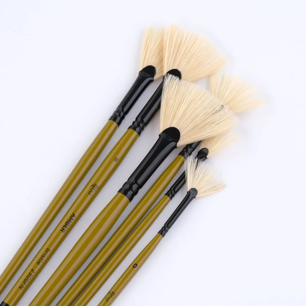 Пензлик для малювання Rosa Щетина віялова, AMBER 2306FN, №0 (4823098533610) - изображение 3