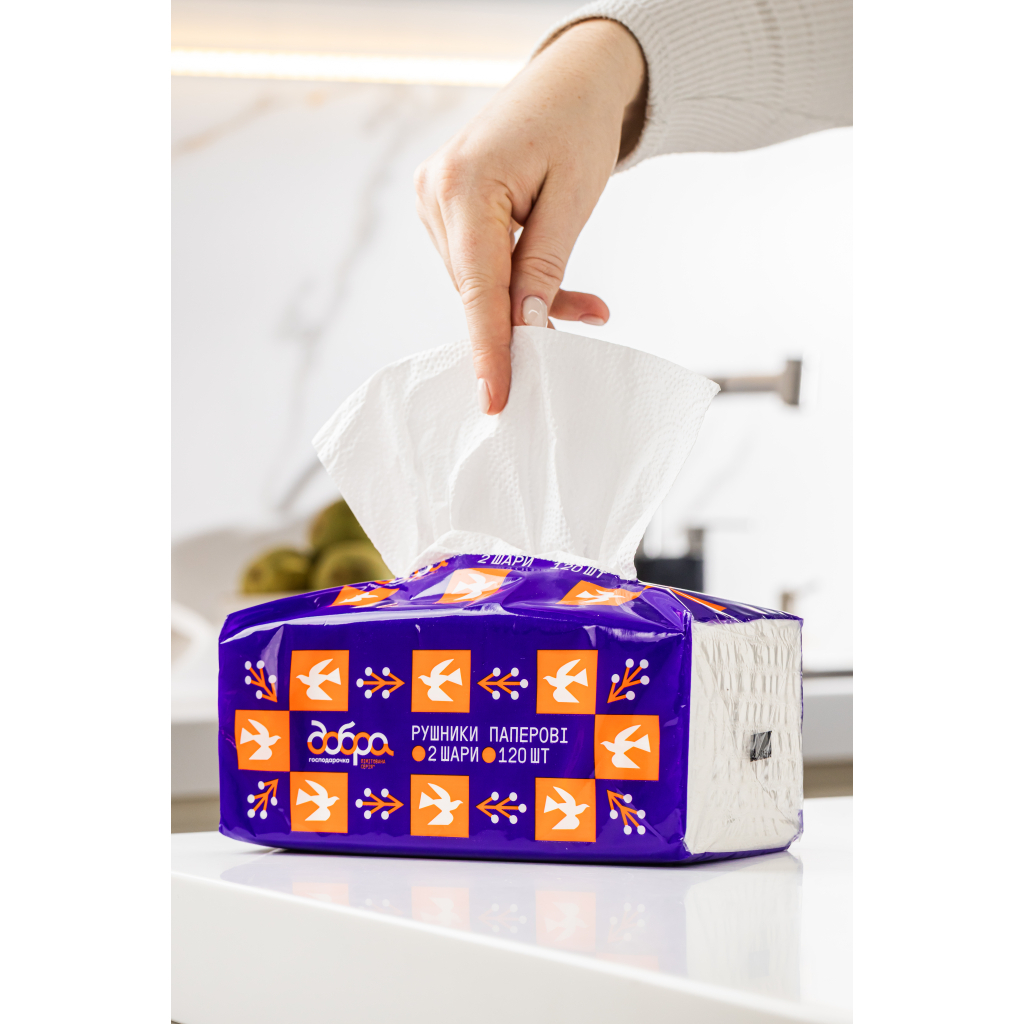 Паперові рушники Добра Господарочка Колекція Вибійка V-складання 2 шари 120 шт. (4820086524100) - зображення 2