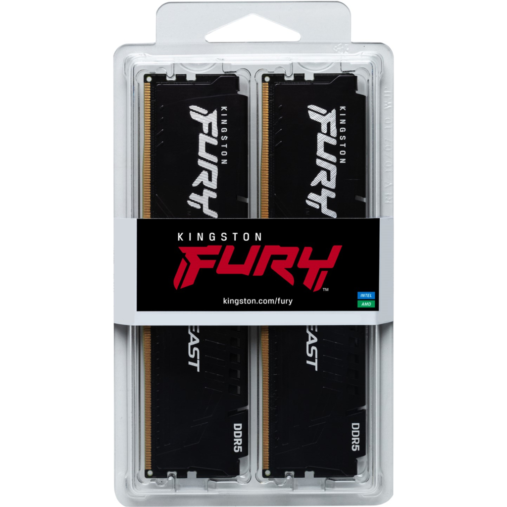 Модуль пам'яті для комп'ютера DDR5 16GB (2x8GB) 4800 MHz Beast Black Kingston Fury (ex.HyperX) (KF548C38BBK2-16) - зображення 5