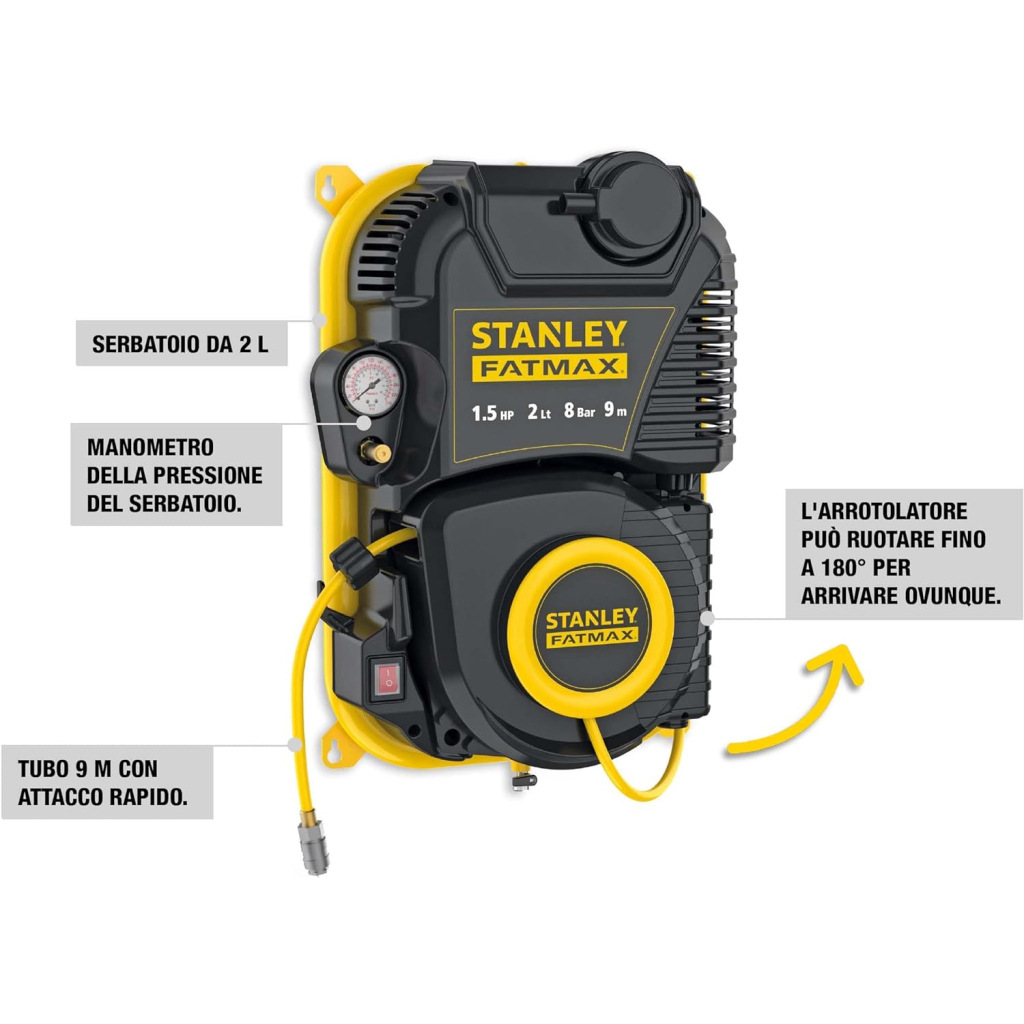 Компресор Stanley настінний FATMAX FMXCMD152WE, 160 л/хв, 1.1 кВт (FMXCMD152WE) - зображення 4