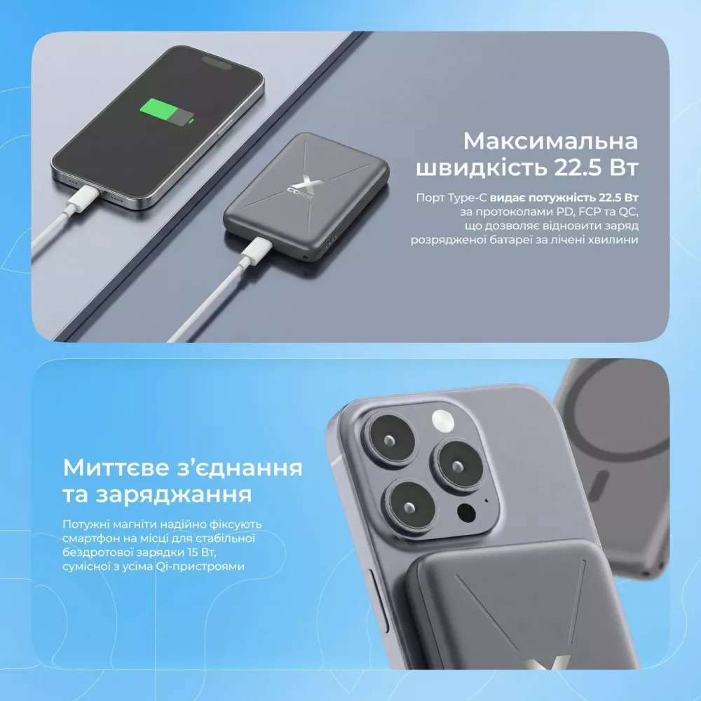 Універсальна мобільна батарея Proove X-Core 22.5W 10000mAh Silver/White (PNXC22010006) - picture 9