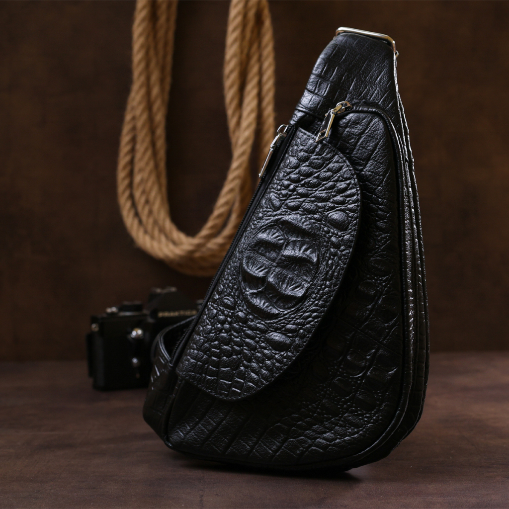 Сумка Vintage З натуральної шкіри через плече Чорна (20489) - зображення 8