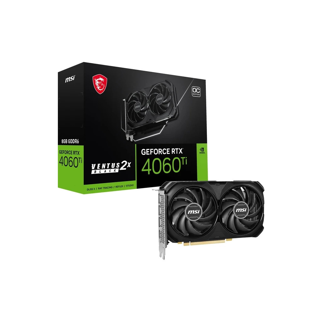 Відеокарта MSI GeForce RTX4060Ti 8Gb VENTUS 2X BLACK OC (RTX 4060 Ti VENTUS 2X BLACK 8G OC) - зображення 2