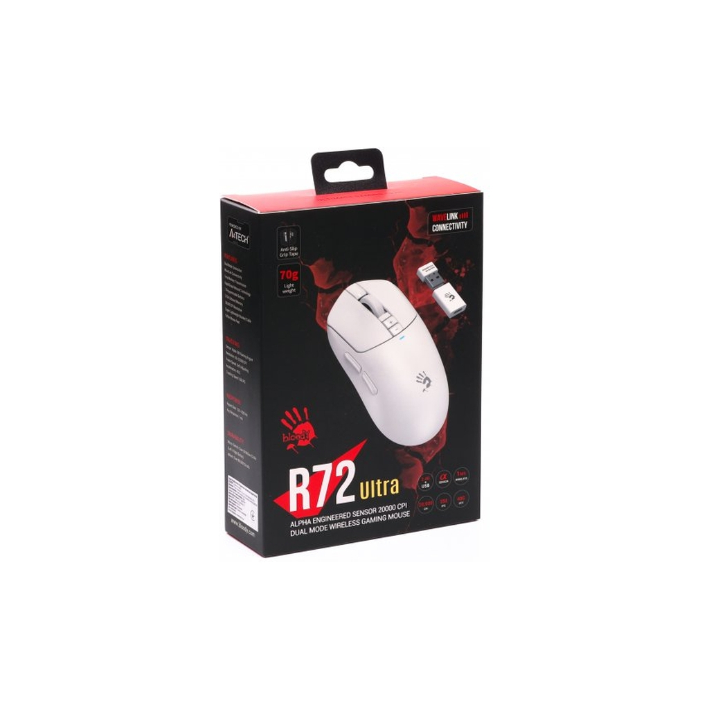 Мишка A4Tech Bloody R72 Ultra Wireless/USB White (4711421000901) - зображення 11