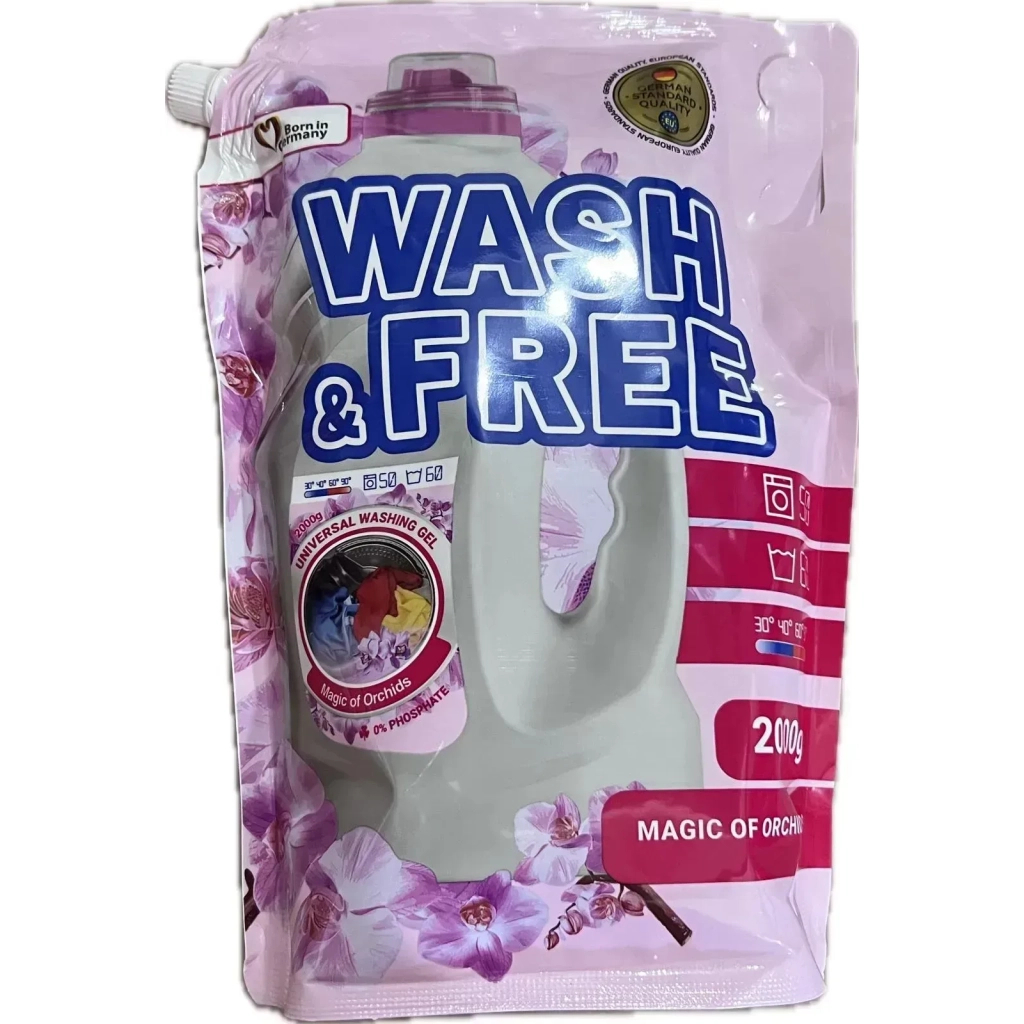 Гель для прання Wash&Free Універсальний Магія орхідей Дой-пак 2 кг (4823128005865) - зображення 1