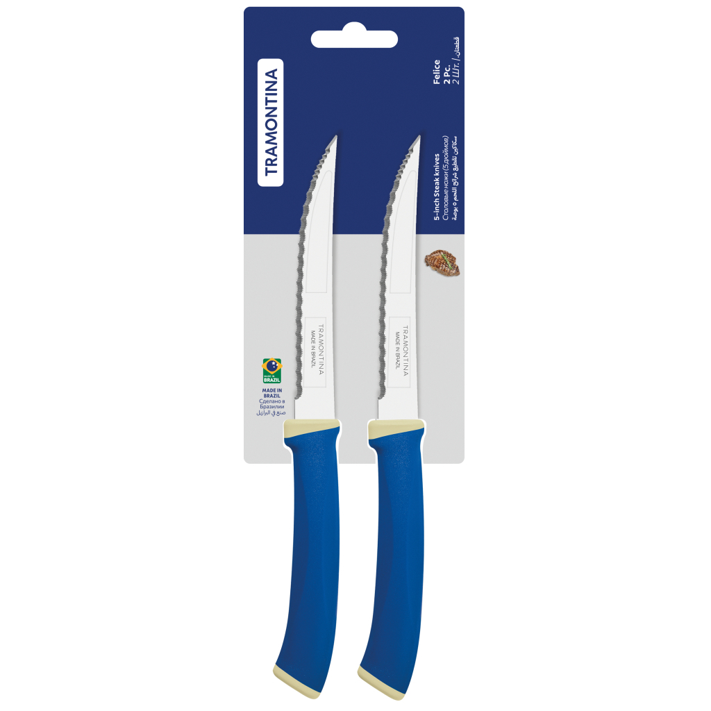Набір ножів Tramontina Felice Blue Steak Deep Serrate 127 мм 2 шт (23494/215) - зображення 3